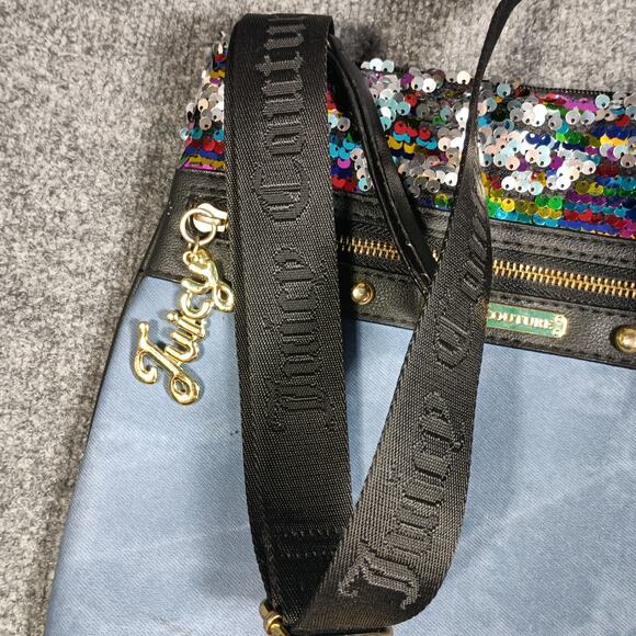 Juicy Couture Purse Cross Body Blue Sequins Bling - Picture 4 of 6